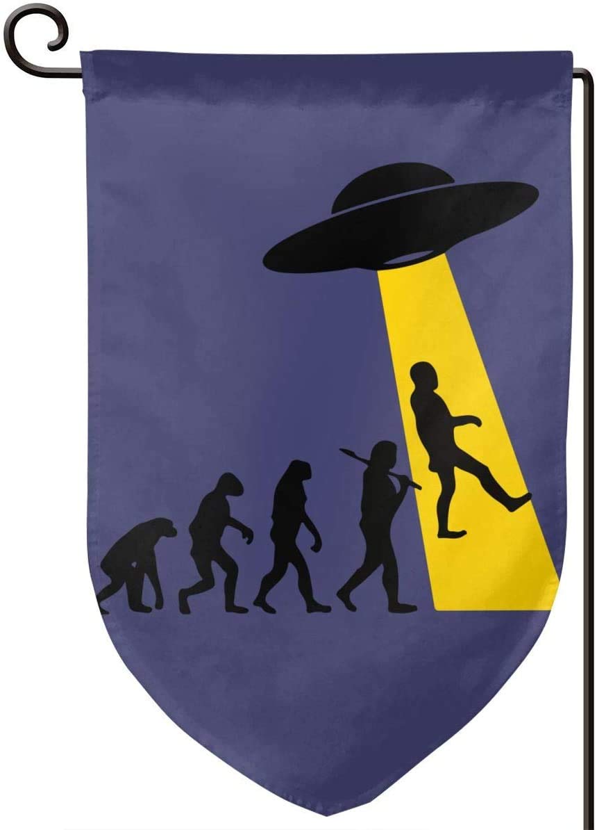 Jeewly Outdoor Flags Human Evolution Aliens Garden Flags Durable Outdoor House Banners for Patio Lawn Home Outdoor Decor 12.5x18In