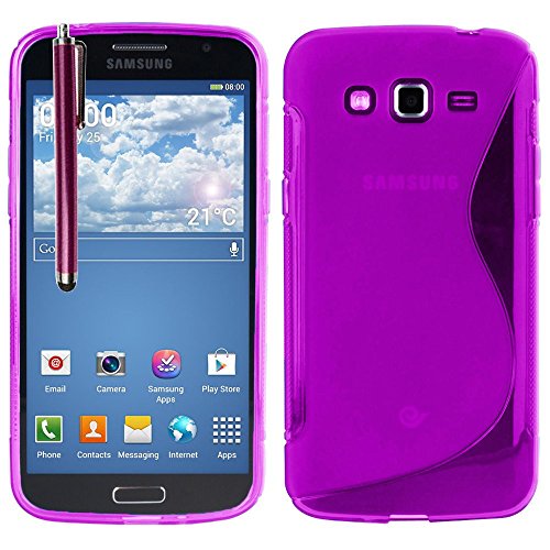 VCOMP® Housse Etui Coque Souple Silicone Gel Motif S-Line pour Samsung Galaxy Express 2 II SM-G3815 + Stylet - Violet