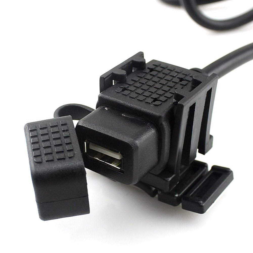 Wuden USB Charger Adapter with Inline Fuse Waterproof USB Motorcycle Socket 5V 2.1A USB Power Outlet 1.83m Cable