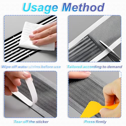 2 Roll Disposable Shower Drain Hair Catchers Fiberglass Mesh Hair Catcher Cutable Screen Sink with Cleaning Shovel - Thumbnail 5
