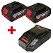 Produktbild 3er POWERPACK 2x Bosch Akku 18V 4,0AH Li-Ion 2607336815 + 1x Ladegerät AL1860CV 2607225321