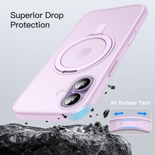 JETech 360 Degree Rotatable Ring Case for iPhone 17 6.3-Inch with Camera Control Button, Compatible with MagSafe, Slim Shockproof Phone Cover with Stand & Ring Holder (Lavender) by JETech - Image 7