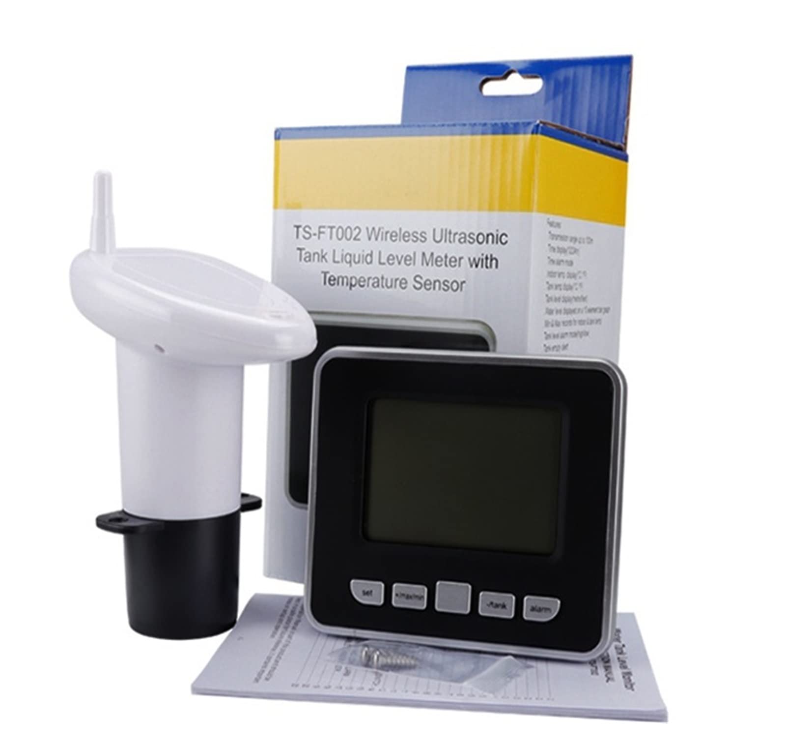 Tanque de agua ultrasónico inalámbrico Medidor nivel líquido Sensor temperatura profundidad Indicador Transmisor alarma tiempo,Monitor preciso
