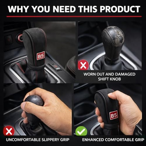 Image of DETACHI Car Gear Knob Cover Premium Velvet Black Non Slip Gear Shift Protector Universal Fit for Cars SUVs Trucks Durable Velvet Design Handbrake Cover Stylish Car Interior Accessory