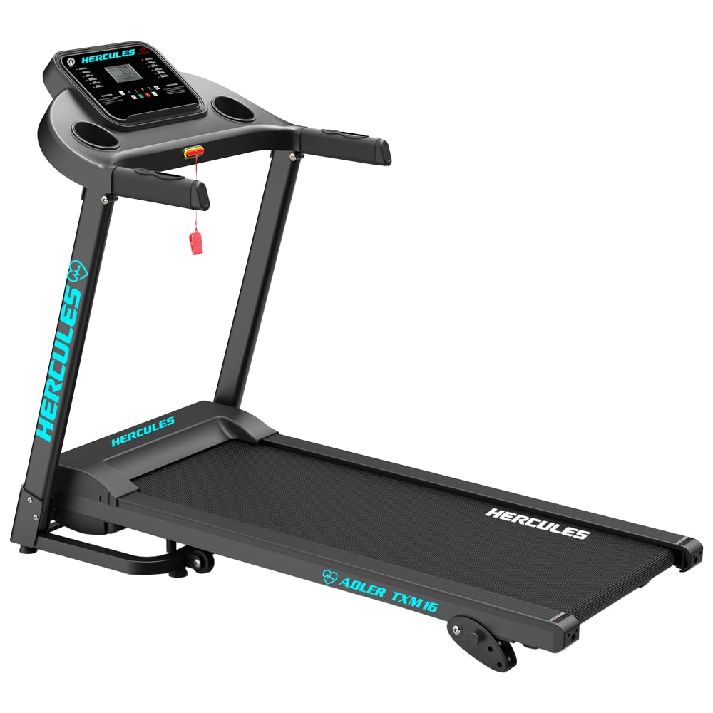 Hercules Fitness Adler TXM16 1.0 HP / 2.0 HP Peak DC Motorized Treadmill Max Speed 10 Km/Hr Max User Weight 100 KG Bluetooth Speaker Foldable Structure Gym Equipment-image-30