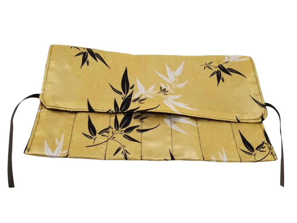 Yellow, Black and White Brocade Straight Edge Razor Storage