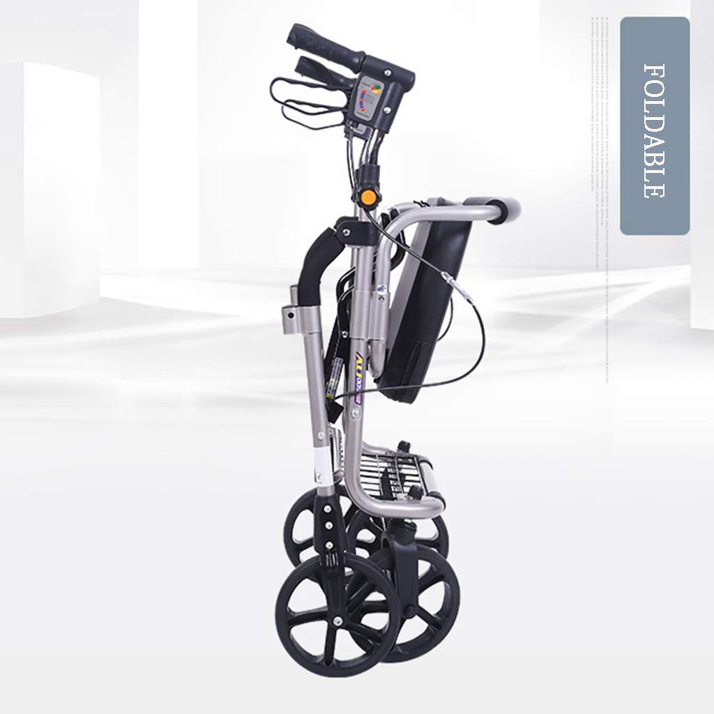 CLoxks Sedia a rotelle,Carrello della Spesa per Uomini Anziani Spingere per Acquistare Carrello per Alimenti Anziani Aiuta Walker a Quattro Ruote può sedersi Sedia a rotelle Pieghevole