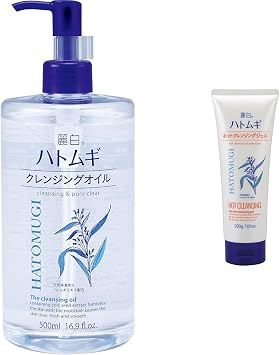 Reihaku Pigeon Hair Cleansing Oil, 16.9 fl oz 500 ml + Pigeon Barley Hot Cleansing Gel, 7.1 oz 200 g