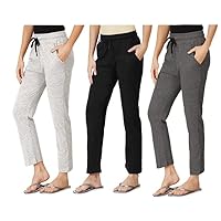 Peach Blossom Plus Size Women's Regular Fit Track Pants Pack of 3 (4XL, Grey_Black_Andra)