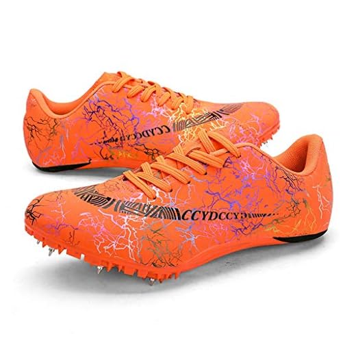 MABEIBEI Track Spike Running Sprint Shoes Track and Field Shoes Lightweight Professional Athletic Shoes (Boys, Girls,Womens, Mens) (8,Orange)