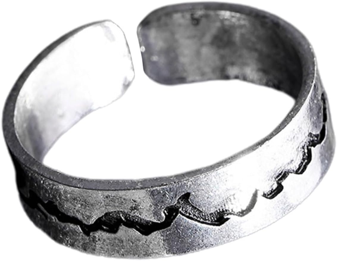 Adjustable Blue Metal Night Glow Ring Crack Design, Unique Antique Fashion Statement Ring for Women, for Birthday or Wedding Celebration, Minimalist and Creative Finger Jewellery