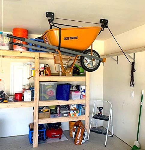 StoreYourBoard Wheelbarrow Ceiling Storage Hoist, Hi Lift Home and Garage Organizer, Hanging Pulley Rack