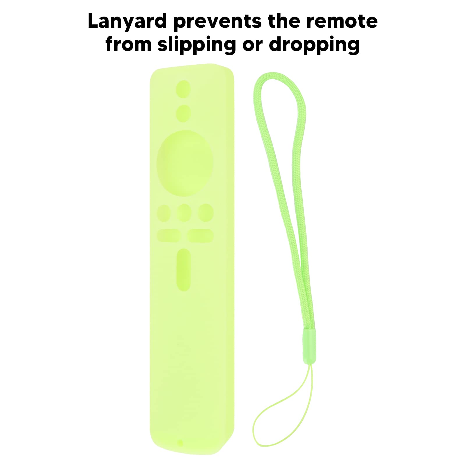 Funda Protectora de Silicona para TV Stick 4K, Funda de Mando a Distancia Antideslizante con Cordón (Verde Fluorescente)