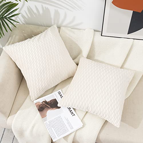 Etasop Throw Pillows With Inserts Included 18X18, 2 Pack Velvet Striped Pillow Covers With Inserts Farmhouse Home Decor (Off White) #TOP3