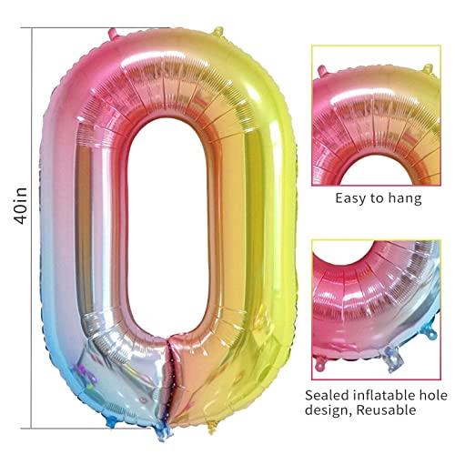 Image of 40 Inch Rainbow Gradient 100 Balloons for 100th Birthday Decor