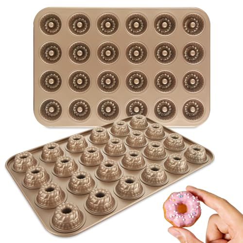 LDHHYH 2 Pack Mini Bundlette Cake Pans for Baking, 24-Cavity Mini Fluted Cake Pans, Nonstick Carbon Steel Bundtini Cake Molds, Mini Pound Cake Pan for Cupcakes, Donuts, Cornbread, Brownies, Jellies