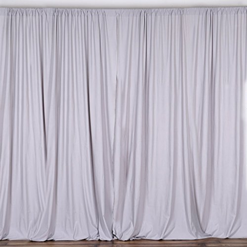 Balsacircle 10 Ft X 10 Ft Silver Polyester Photography Backdrop Drapes Curtains Panels - Wedding Decorations Home Party Reception Supplies #TOP1
