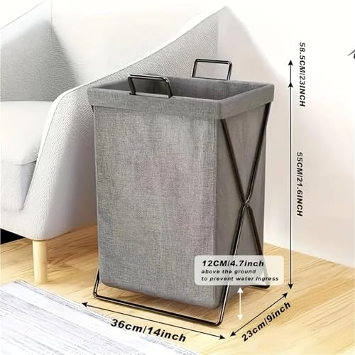 Panier à linge pliable rétro grand bac de rangement pliable gris léger 1pc - 3