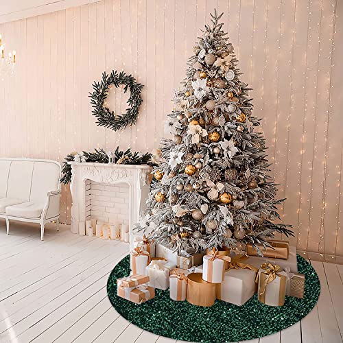 Modfuns Dark Green Christmas Tree Skirt Sequin Merry Christmas Tree Skirt 36 Inch With Santa Decorations For Tree Velvet Tree Skirt For Kids Xmas Tree Skirt Rustic Tree Mat Green Tree Cover Skirt #TOP1