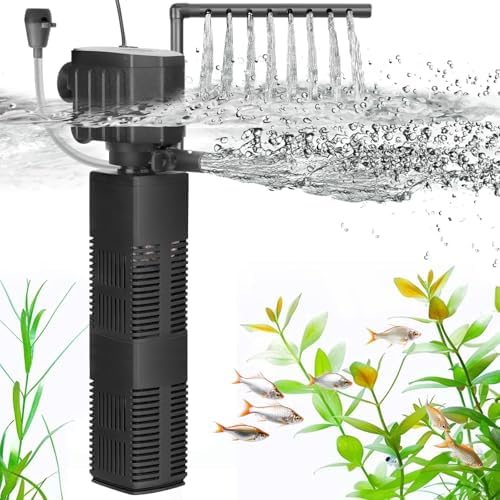 AQQA Fish Tank Filter 4 in 1 Strong Flow Aquarium Filter 650L h