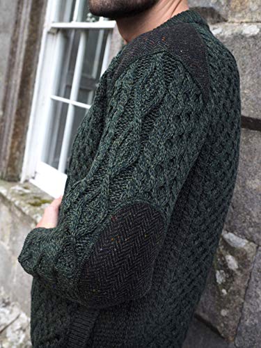 Aran Crafts Men's Irish Cable Knitted Crew Neck with Tweed (100% Merino Wool)2