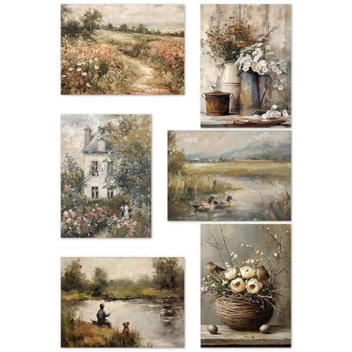WUDWL 6 Pack Paint by Numbers Kit for Adults Kids, Adults Paint by Numbers Kits, Number Artist Flowers and Plants DIY Acrylic Oil Painting Number Kits for Home Wall Decor Gifts 12x16 Inch