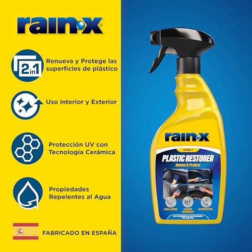 Miniatura 3 de Rain-X Restaurador De Plásticos Coche Con Tecnología Cerámica - Repele Agua Y Polvo - Renovador Plásticos Y Gomas Interior Y Exterior - Protección Uv, Acabado Duradero, 500 Ml