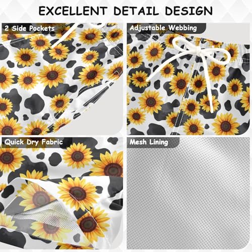 Boys Swim Trunks Quick Dry UPF 50+ Beach Board Shorts Kids Bathing Suits Swimsuit 2T Sunflower Milk Lines3