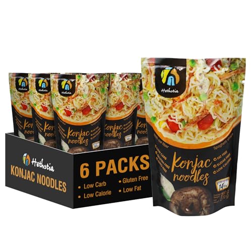 Hethstia Konjac Noodle Keto Spaghetti, 6-Pack Shirataki Noodles, Gluten-Free, Low-Calorie, Low-Carb, Paleo-Friendly, Vegan, Healthy, Sugar-Free, Plant-Based Oat Spaghetti 6pcs