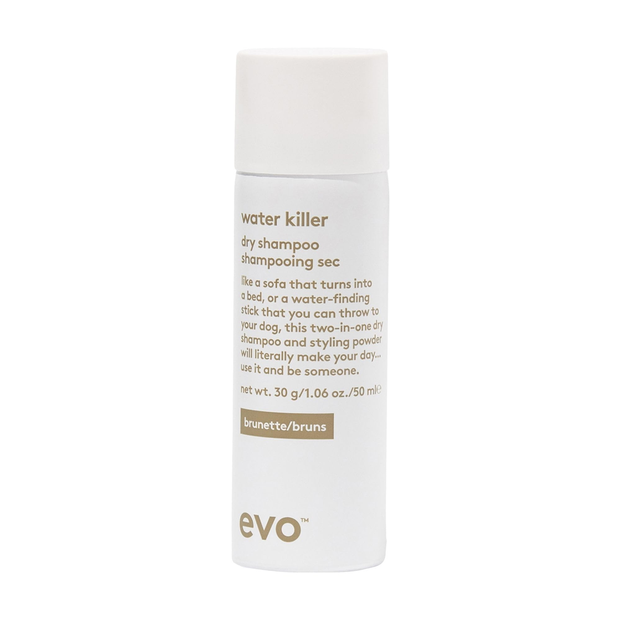 EVOWater Killer Dry Shampoo Brunette - Absorbs Oil to Refresh Hair, Brunette Pigment that Blends Tones, Styling Spray