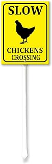 Boylee Slow Chicken Crossing Sign With Stake For Neighborhoods Yard Farm Aluminium Caution 8x12inch Farm Decorations Yard Lawn Walkway Decorations Animal Signs