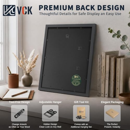 Image of VCK 24x36 Poster Frame 5 Pack, Black Exclusive Wood 20x30 Mat, for Picture