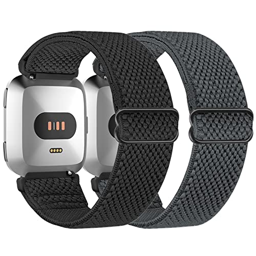 Tiptops Ersatzarmband Kompatibel mit Fitbit Versa 2 Armband/Fitbit Versa Armband für Damen/Herren Sports Elastisches Verstellbares Nylon Uhrenarmband für Fitbit Versa/Versa 2/ Versa Lite -2Pack