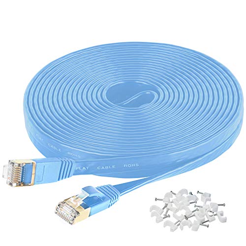 Ethernet Cable 50 Ft,Cat7 Network High Speed Durable Rj45 Connectors Network Wire for Gaming, Router, Modem, Xbox, Solid Flat Internet STP LAN Computer Patch Cord Long