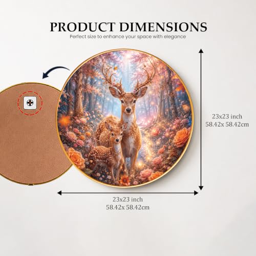 Image of PAINTINGMANTRA Golden Deer Family Vastu Framed Wall Art Painting For Living Room, Symbol of Prosperity, Family Harmony Wildlife Poster with frame for Wall, Decoration item for bedroom & Home, 23 Inch