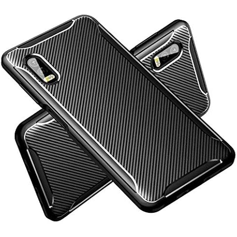 Samsung Galaxy Xcover Pro Case, Ranyi Slim Fit Carbon Fiber Case with Reinforced Corners Shock Absorbing Flexible Resilient TPU Rubber Rugged Case for Samsung Galaxy Xcover Pro (2020), Black Cover