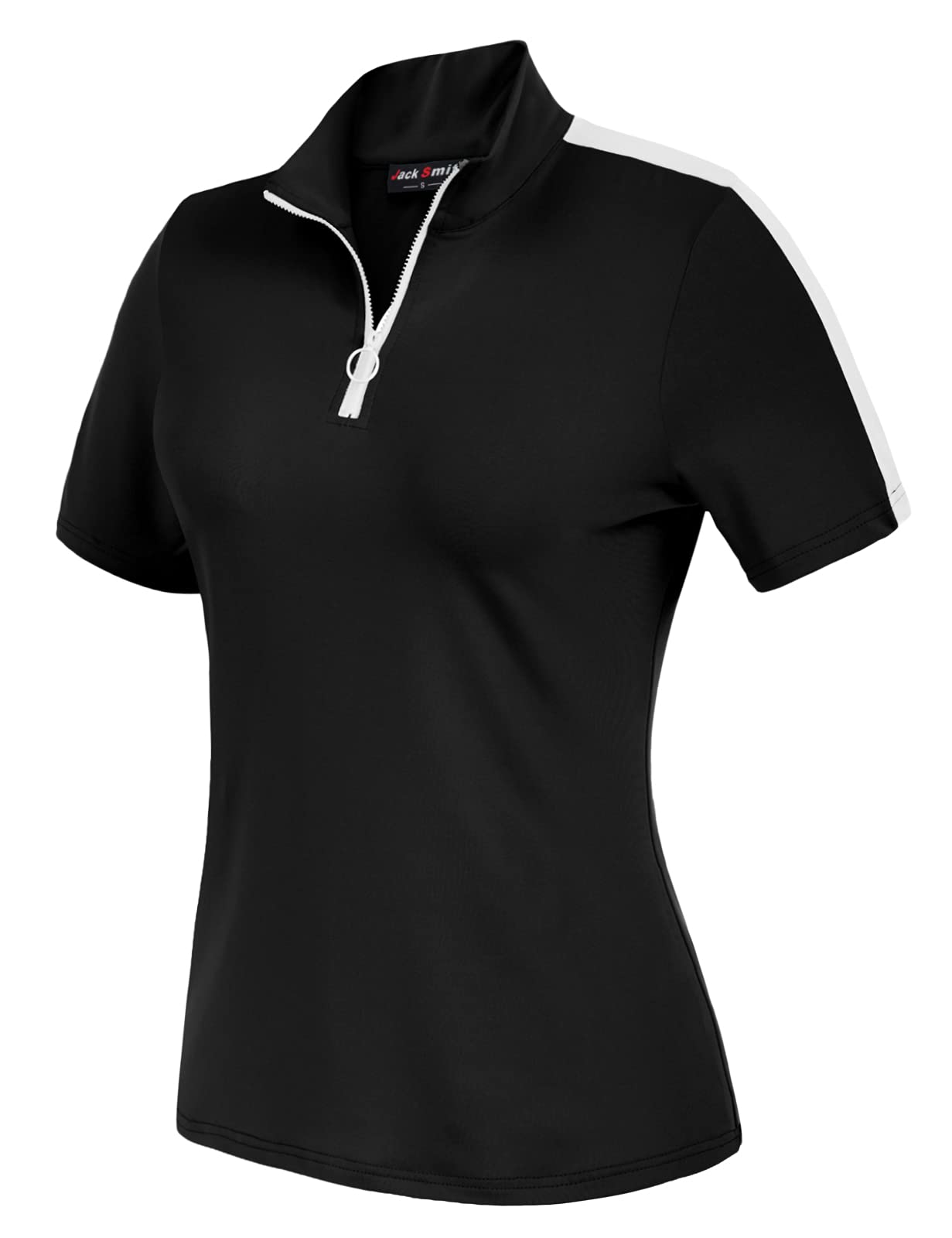 JACK SMITHWomens Short Sleeve Golf Shirt Moisture Wicking Sport Polo Shirt Zip Up Sun Protection Athletic Tops S-XXL