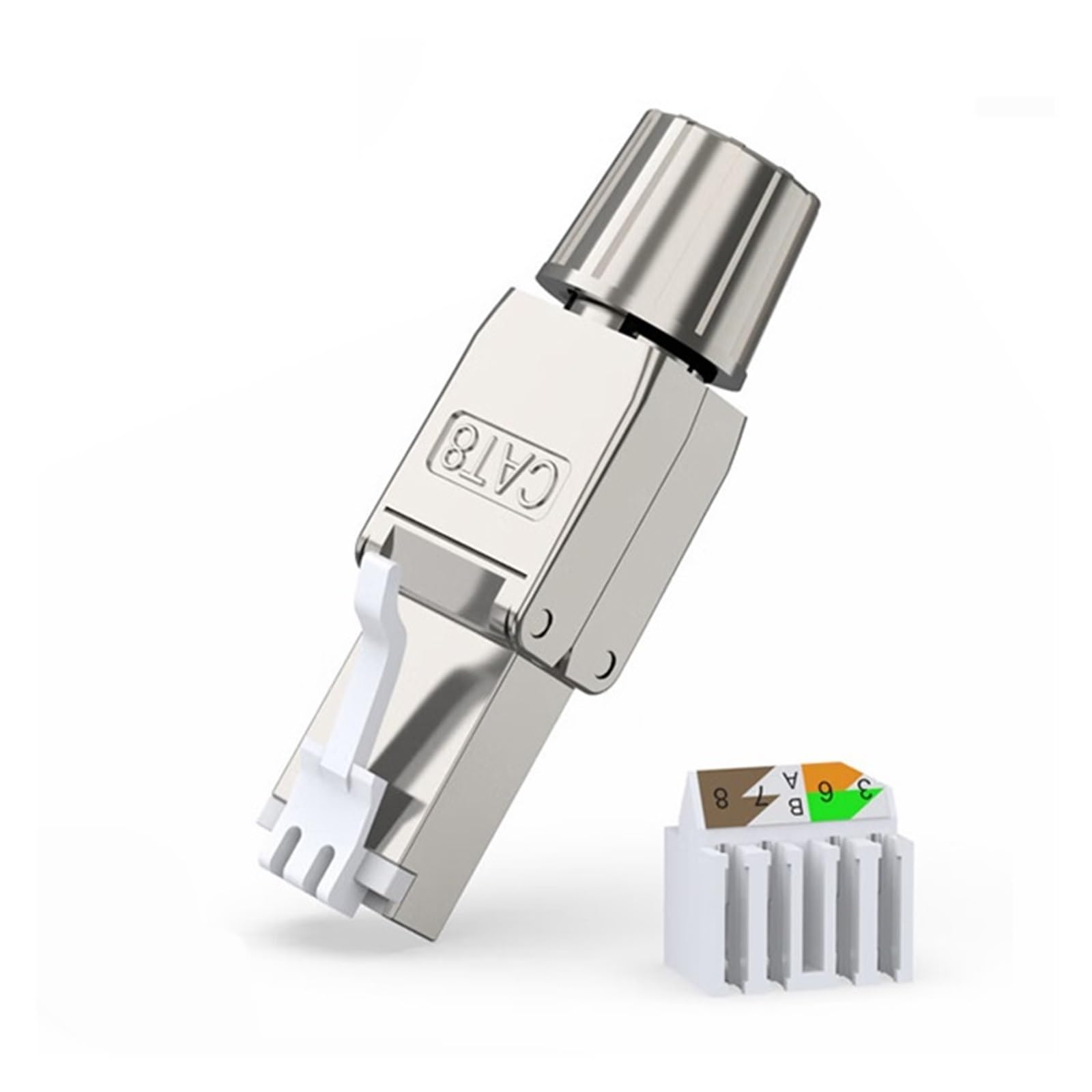 RJ45 Cat6A Cat7 Cat8 Connector Reusable Shielded Ethernet Field Modular 2000MHz 40Gbps LAN Cable 22-26AWG(CAT8 STP)