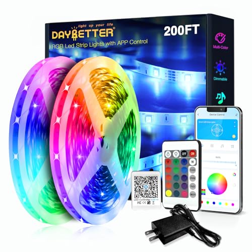 DAYBETTER LED Strip Lights 200ft (2 Rolls of 100ft), Color...