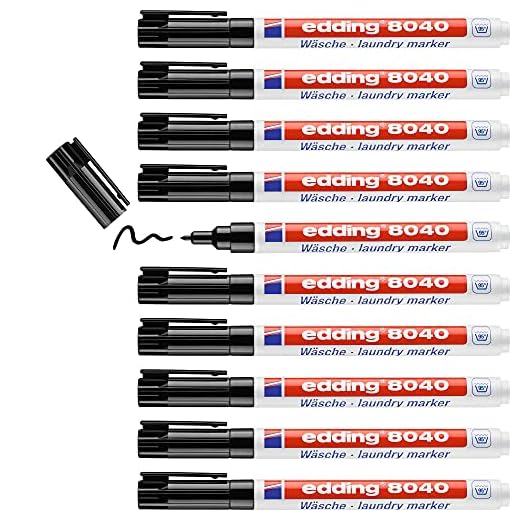 Edding 8040 Laundry and Textile Marker Bullet Tip 1mm Black Ref 4-8040001 [Pack 10]