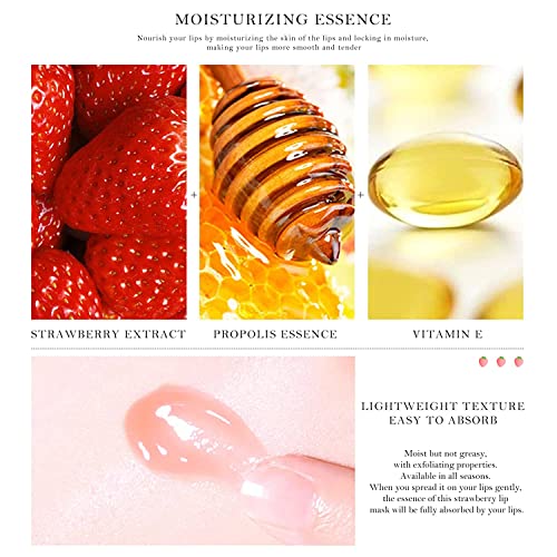 KYDA Honey+Strawberry Balm Lip Mask Set, Moisturizing Lip Mask for Day&Night Lip Care - Image 4