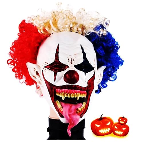 Disfraces de Halloween Terroríficos: Los Más Espeluznantes y Aterradores Máscara de Payaso Halloween,Biluer Máscara de Payaso aterrador Payaso Accesorio de Terror Máscara de Látex para Halloween Realista Humana para Fiesta de Disfraces de Carnaval Halloween