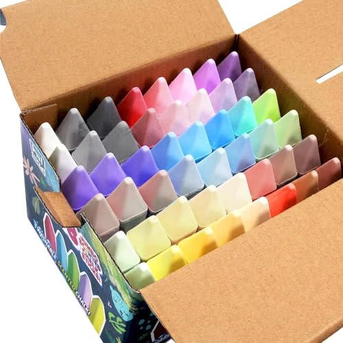 BEROXII 48 Gorgeous Colors Scented Neon Sidewalk Chalk, 48 PCS Jumbo Chalk for Outside for Kids, Activities, Cone Shaped Chalk Washable Paint on Chalkboard, Outdoor Street