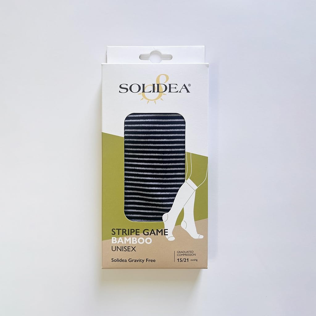 SOLIDEA Gambaletti STRIPE GAME POLARIS, Colore NERO, Calze a compressione graduata 15/21 mmHg Art. 0628A0