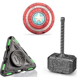 Hammer Fidget Spinner Toys for Kids Adults, Glow in The Dark Luminous Tri Spinner, Metal 2 in 1 Infinity Cube Desk Decor, Stress Relief ADHD Birthday Gift for School Office Boys Friends