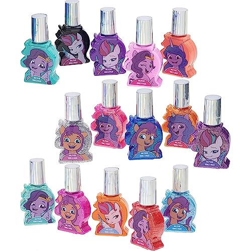Townley Girl My Little Pony Non-Toxic Water Based Peel-Off Nail Polish Set For Girls, Glittery & Opaque Colors, With Toe Spacers & Nail Stickers #TOP7