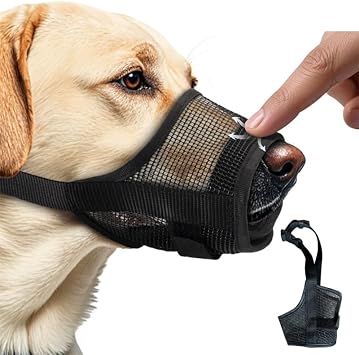 Dog Muzzle,Soft Air Mesh Muzzle for Medium Large Dogs to Prevent Biting Barking Chewing, Breathable Mouth Guard Adjustable Loop Strap Pets Muzzle for TrainingBlack,M