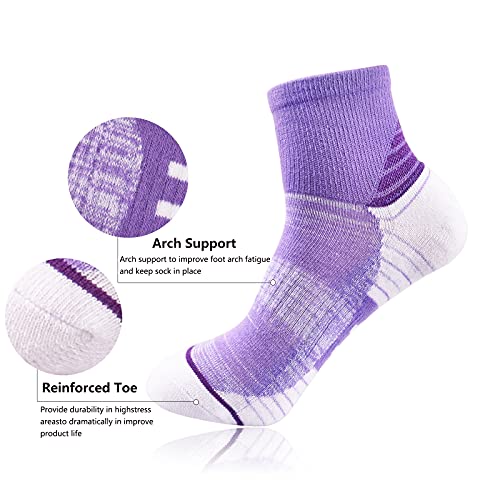 J.WMEET Women's Athletic Ankle Socks Quarter Cushioned Running Socks Hiking Performance Sport Cotton Socks 6 Pack3
