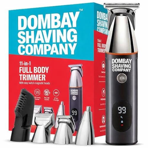 Image of Dombay Shaving Company 11-in-1 All-in-One Grooming Kit for Men | Cordless USB Fast-Charge Trimmer IPX6 Waterproof 90-Min Runtime Smart-Lock & Self-Sharpening Stainless Steel Blades