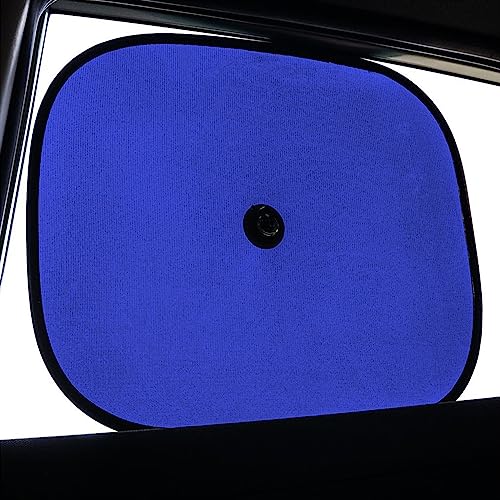 Image of KINGSWAY Car Window Curtain Sticky Sun Shades Compatible with Honda Civic, (Year 2006-2015), Universal Fit Sunshades for Side Window, Rear Window, Blue Color, 4 Pieces